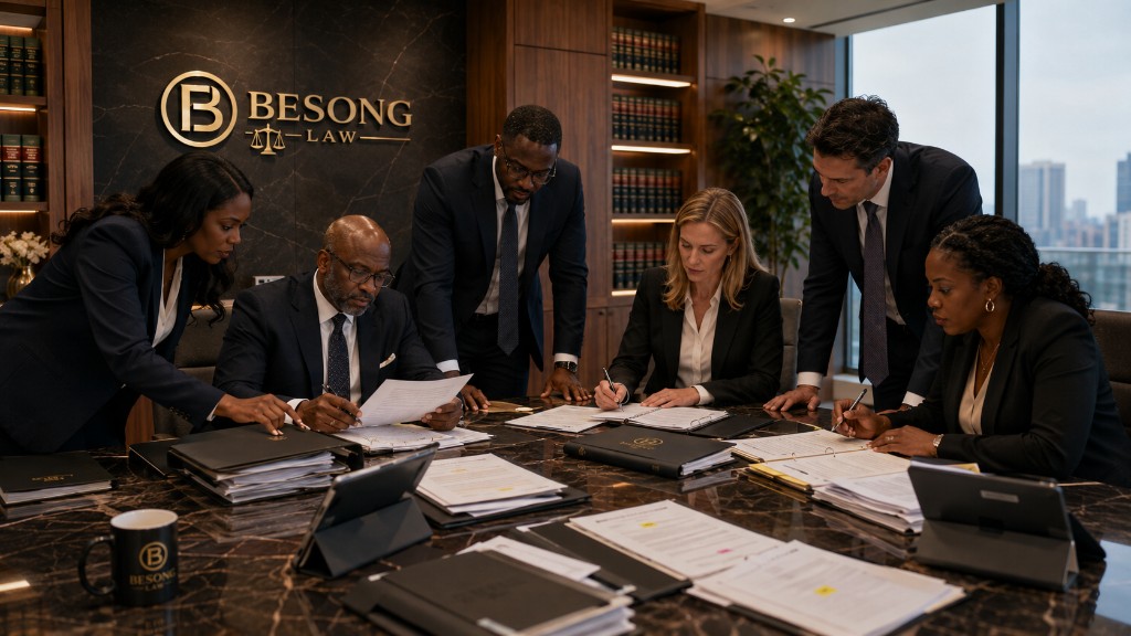 BESONG Law team reviewing documents